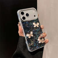 Coque de téléphone portable dégradée effet coquillage papillon pour iPhone 17 16 15 Pro Max, coque irisée, fleur arc-en-ciel, dos ombré IMD