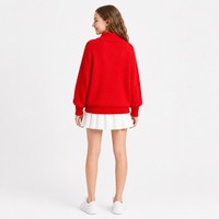 Pull tricoté tendance pour enfants, col roulé rouge, manches longues, mélange viscose, avec logo personnalisé, idéal pour l'automne et l'hiver, vente en gros
