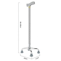 Bâtons de marche réglables en hauteur en alliage d'aluminium pour personnes âgées, béquilles à quatre pieds, cannes de marche