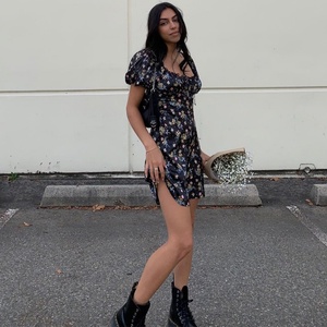 ชุดเดรสผ้าแพรแข็งแขนสั้นทรงเอเข้ารูปสำหรับฤดูใบไม้ร่วง ดีไซน์เซ็กซี่ เรียบหรู เหมาะสำหรับงานปาร์ตี้และคลับ  ตกแต่งด้วยริ้วรอยแบบคอร์เซ็ท  ทรงมินิ  สวยสง่าเป็นธรรมชาติสำหรับผู้หญิง - Product Image 4