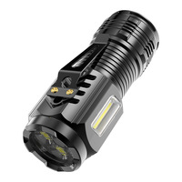 Senter Darurat Saku Grosir Tipe C Isi Ulang 3 Kepala Mini Magnet Kuat Strobo LED Senter Camping Outdoor
