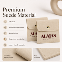 Pochette à bijoux en microfibre avec logo personnalisé, sac à bijoux en velours suédé de luxe pour bagues, boucles d'oreilles, bracelets, perles, emballage cadeau