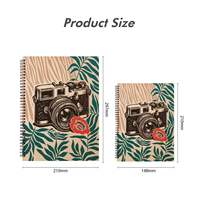 Carnet à spirales personnalisable avec design floral rétro et appareil photo, reliure spirale