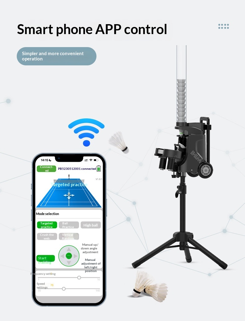 PUSUN Badminton Serve Machine Device Professional Training Automatic Home-use Portable Smart Equipment