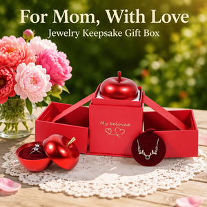 Kotak Kemasan Perhiasan Apel Merah Mewah OEM, Set Tas Kado Kertas Motif Pohon Natal, Kotak Cincin Kalung Grosir - Product Image 1