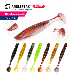 Vente en gros de leurres souples artificiels en PVC à queue en T, 6,5 cm, 2,5 g, 6 couleurs, <span class=keywords><strong>pour</strong></span> la pêche à la carpe et au bar en eau douce et salée - Product Image 1
