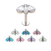 ASTM F136 Titanium Internally Threaded Bee Shape Labret Piercing Body Jewelry Ear Lip Ring Earring for Woman Man