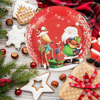 Assiettes en papier de Noël LR, thème Joyeux Noël, fournitures de fête, assiettes en papier jetables à thème Père Noël