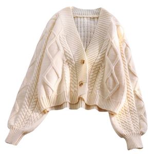 2026 Autumn Premium סִגְנוֹן קרדיגן סרוג קצר לנשים |   שרוולי פנס קוריאניים רפויים ורחבים |   קרדיגן נשים חולצות נשים - Product Image 5