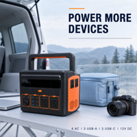 Station d'alimentation portable LiFePO4 multi-sorties 1200W 1152Wh, générateur solaire pour camping, camping-car et secours d'urgence