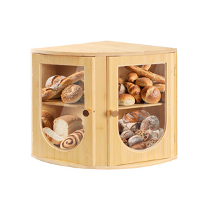 Fuzhou Jianhao Bamboo Bread Box Double Door Transparent <b>Acrylic</b> Kitchen <b>Storage</b> Cabinet For Bread And Bakery Items - Product Image 1
