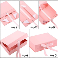 Boîte en Carton Rigide Rose de Luxe Pliante Personnalisée avec Fermeture Magnétique, Impression de LOGO et Ruban, Emballage Éco-Responsable