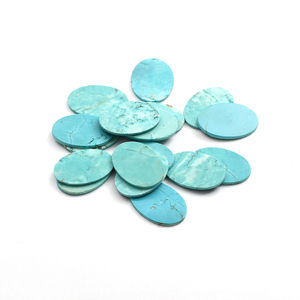 หินอัญมณีธรรมชาติทรงรีแบบหลวมสีเขียวเทอร์ควอยซ์สองด้าน - Product Image 1