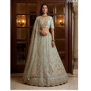 Premium Quality Bridal Lehenga Choli Pastel Shade <b>Net</b> <b>Fabric</b> Handwork Embroidery for Wedding Events Available for Sale - Product Image 1