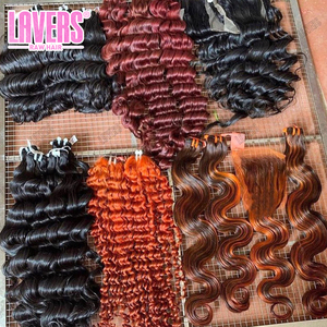Treccine Raw Miracle Knots Feather Crochet con capelli umani, extension ricci all'uncinetto, <span class=keywords><strong>trecce</strong></span> Boho Deep Wave pre-arricciate - Product Image 4