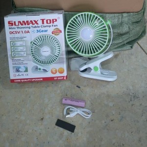 Ventilador de mesa pequeño Sunmax con clip, recargable, DC 5V 1.0A, 3 velocidades, con luz, portátil. - Product Image 2