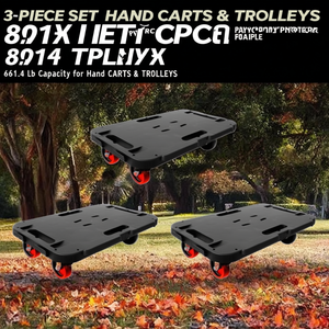 Juego de 3 Carros de Mano con Capacidad para 661.4 lb, Plataforma de Polipropileno Negro con Diseño de Cuatro Ruedas para Transporte - Product Image 2