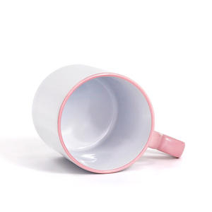 Mug à sublimation en porcelaine fine 11oz, vierge, pour thé, lait, eau, avec anse cœur colorée, résistant aux hautes températures, design moderne et épuré - Product Image 3
