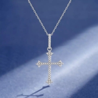 Pas noir collier en argent Sterling S925 incrusté de Zircon croix collier personnalité collier Couple clavicule chaîne mode bijoux collier