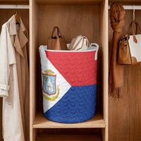 Sac de rangement matelassé à cordon personnalisé avec imprimé drapeau national de Saint-Martin, en polyester, pour articles ménagers, plusieurs tailles