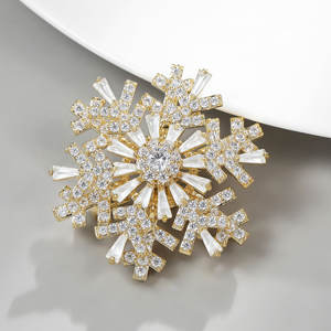 Broche en cristal CZ de haute qualité en forme de flocon de neige pour femme, bijou de mode, broche rotative en forme de flocon de neige, vente en gros - Product Image 4
