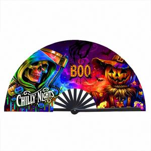 Eco-Friendly 33cm <b>Plastic</b> Folding Fan Durable Party DIY Advertising Angel <b>Animal</b> Sport Basket Flower Love Halloween Decorations - Product Image 3