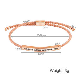 Bracelet d'amitié personnalisé avec la lettre «pas sœurs par sang mais sœurs par cœur», Bracelets en corde tressée colorée, cadeau pour amis - Product Image 4
