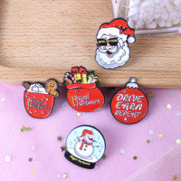 Cadeau de noël personnalisation épingle en métal personnalisé émail dur épingles Badges ensemble de noël mignon dessin animé métal épinglette Badge