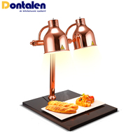 Chauffe-Plats de Buffet Professionnel Télescopique à Suspension, Chauffage Halogène/Électrique, Présentoir Alimentaire en Acier Inoxydable Doré