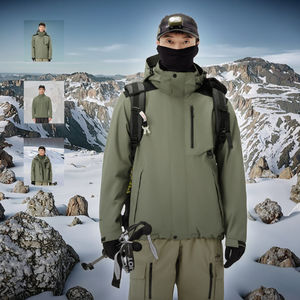 Trending Stylish <b>3</b>-<b>in</b>-<b>1</b> Coated Fleece 280g Windproof <b>Waterproof</b> <b>Jacket</b> for Men for Winter Hunting Fishing Hiking Zipper Outdoor - Product Image 3