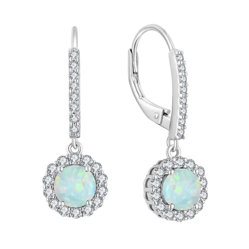 New Fashion Sterling Silber Opal Ohrring Beliebte Schmuck Opal Stein Ohrringe für Mädchen