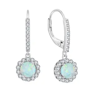 New Fashion 925 Sterling Silver Opal Earring Popular Jewelry Opal Stone Earrings For Girl