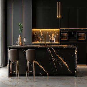 İskandinav meşe lüks mutfak mobilyası Minimalist çevre dostu özel dolaplar daireler için paslanmaz çelik kahvaltı Bar - Product Image 2