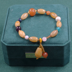 Braccialetto a mano donna colorato con personalità catenaria a mano orchidea di seta dorata naturale - Product Image 4