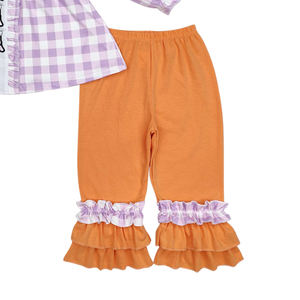 RTS Infant Girl Purple Plaid spooky pumpkin embroidery <b>Jumpsuit</b> Long Sleeve Wholesale Romper for Kid halloween <b>Baby</b> Girl - Product Image 6