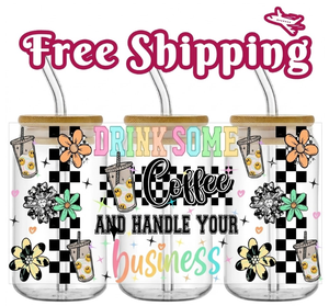 ส่งฟรี ขายส่ง สติ๊กเกอร์ติดแก้วกาแฟ ดีไซน์สวย สำหรับธุรกิจของคุณ ขนาด 16 ออนซ์ - Product Image 1