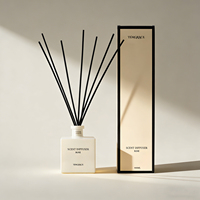 Vente en gros usine Nouveauté Bouteille diffuseur à roseaux en verre rayé de 50 ml avec couvercle, Bouteille d'aromathérapie pour la décoration intérieure