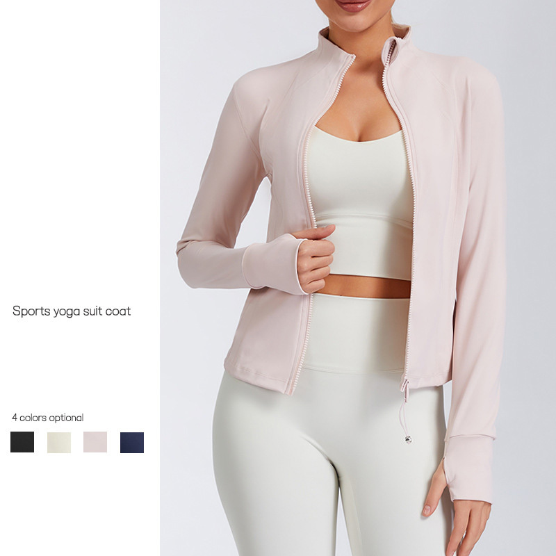New Cross-Border Quick-Dry Slim-Fit Stand-Up Collar Sports Long-Sleeve Yoga Jacket Outdoor Fitness Zip-Up Women's