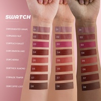 Maquillage avec logo personnalisé 8 couleurs de rouge à lèvres multifonctionnel imperméable à l'eau durable végan antiadhésif velours mat rouge à lèvres marque privée