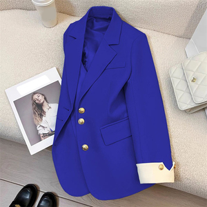 Frühling Herbst Mode Damen Business Mantel V-Ausschnitt Reverskragen Knöpfe Taschen Anzugjacke 2025 Neuer Damen <span class=keywords><strong>Blazer</strong></span> Mantel - Product Image 4