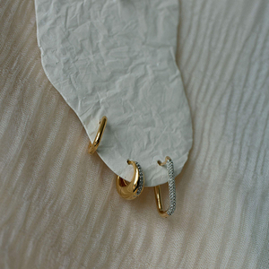 2025ใหม่แฟชั่นคุณภาพสูงจากโรงงานขายส่ง925มินิมอลลิสเตอร์ลิงเงิน14K ต่างหูห่วงทอง - Product Image 5