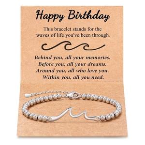 Pulsera Hecha a Mano para Mujer, con Cuentas <span class=keywords><strong>de</strong></span> Acero Inoxidable Plateadas, Colgante <span class=keywords><strong>de</strong></span> Onda, Cierre <span class=keywords><strong>de</strong></span> Langosta Ajustable, Ideal para Cumpleaños o Playa - Product Image 6