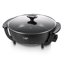 Olla Eléctrica RAF R.5442 de 8.0L y 1350W con Revestimiento Antiadherente, Control con Perilla, Fácil de Limpiar, Alta Capacidad, Calentamiento Rápido y Uniforme, 220V