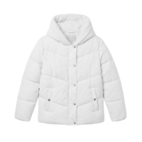 Veste matelassée blanche à capuche pour femme, personnalisable, avec fermeture à boutons-pression, matelassage horizontal, poches obliques, manteau chaud d'hiver, OEM ODM