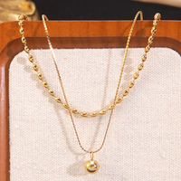 Ensemble de bijoux en acier inoxydable 304 plaqué or 18 carats, style simple, perles en acier pour femmes, pour un usage quotidien, accessoire de mode moderne