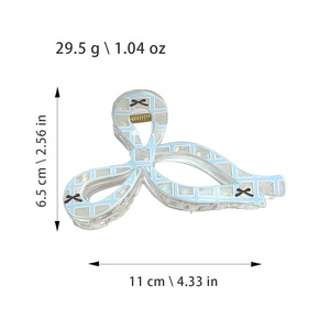 Pinzas de Pelo Grandes con Lazo Degradado, Lindas Pinzas de Pelo con Forma de Lazo Colorido y Parche a Cuadros - Product Image 3