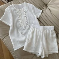Robe en lin sans manches pour femmes, col chemise, taille élastique, robe midi décontractée blanche