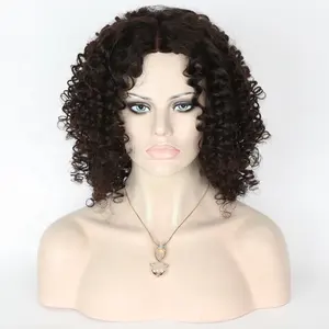 High quality short wigs for black women, 150% medium heavy density human hair curly wigss