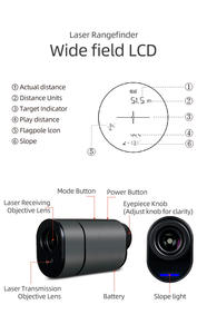 שירותי ODM מד טווח לייזר דיגיטלי נייד קטן 600 מטר למציאת סיכות, מד טווח למדידת שיפועים, למשחקי גולף וספורט - Product Image 4
