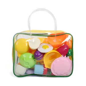 PVC Plastic Packaging Zipper Closure Portable Kids Brick Blocked Toys Storage Bag With Handles